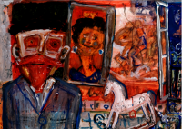nonue0031.png Der General und sein Pferd, 1964. Mischtechnik auf Papier, 39 x 66 cm