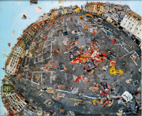 nonue563.png Der große Platz F 3 in Mannheim, 1987. Mischtechnik, Collage auf Karton, 197 x 232 cm