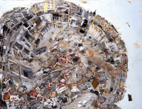 nonue0586.png Das Baulaoch, 1989. Mischtechnik, Collage auf Karton, 119 x 156 cm